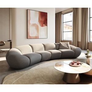Velká pohovka Lunna 360x175 cm bouclé stříbrnošedá 2 polštáře obraz
