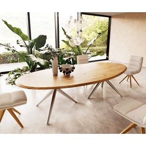 Jídelní stůl Edge oval 280x130x2, 5 přírodní dub podnož Estelar obraz