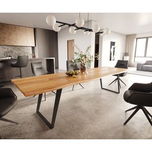 Jídelní stůl Edge 300x100x4 přírodní dub podnož kovová zkosená obraz