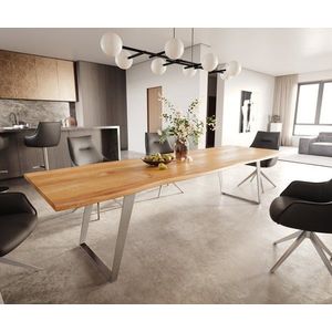 Jídelní stůl Edge 300x100x4 přírodní dub podnož nerezová ocel obraz