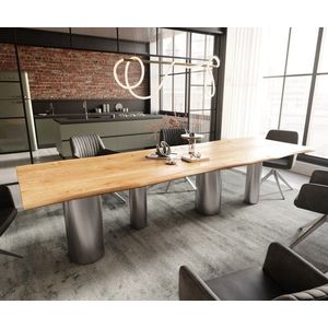 Jídelní stůl Edge 300x100x4 přírodní dub podnož Pilier nerezová obraz