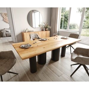 Jídelní stůl Edge 200x100x2, 5-3 přírodní dub Pilier kov černá obraz