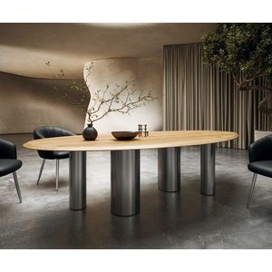 Jídelní stůl Edge oval 280x130x2, 5 přírodní dub podnož Pilier obraz