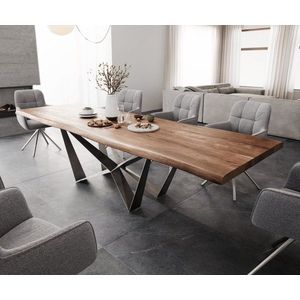 Jídelní stůl Edge 300x100 XL akácie hnědá plochá nerezová ocel obraz