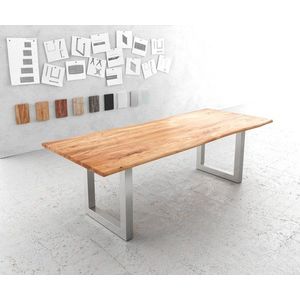 Jídelní stůl Edge 240x100cm akácie přírodní nerezová ocel obraz