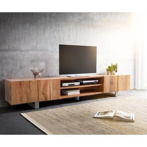 TV stolek Live Edge 300 cm přírodní akácie 4 dvířka 2 přihrádky obraz