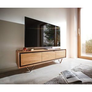 TV stolek Stonegrace 145 cm akácie přírodní 3 dvířka obraz