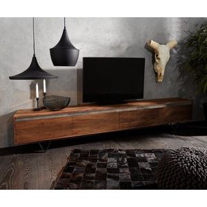 TV stolek Stonegrace 240 cm akácie hnědá břidlice 4 dvířka obraz
