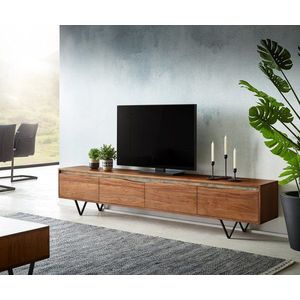 TV stolek Stonegrace 220 cm akácie hnědá nepravidelná hrana 4 obraz
