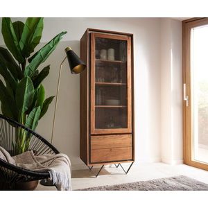 Skříň Stonegrace 55x180 cm akácie hnědá kámendřevo 1 dvířka 2 obraz