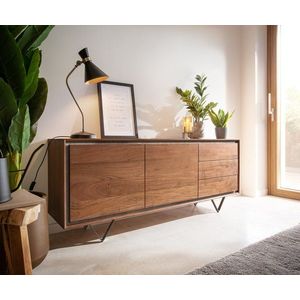 Komoda Stonegrace 175 cm akácie hnědá kamenina 2 dvířka 3 obraz