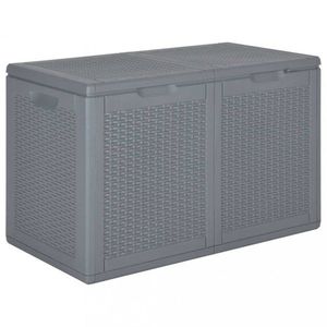Zahradní úložný box šedý PP ratan 180 l obraz