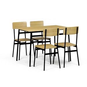 Jídelní set Industrial se 4 židlemi, 110 x 70 x 76 cm, divoký dub obraz