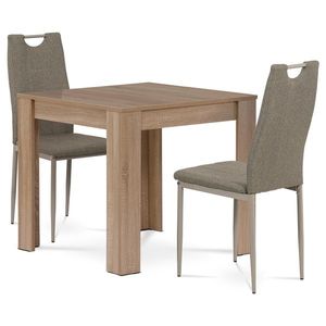 Jídelní set MDF se 2 židlemi, 80 x 80 x 75 cm, dub Sonoma obraz