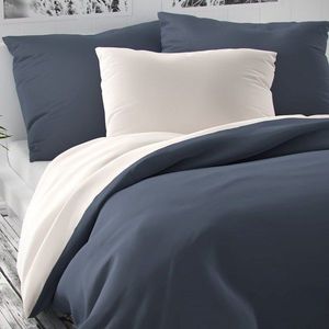 Kvalitex Saténové povlečení Luxury Collection bílá/tmavě šedá, 140 x 220 cm, 70 x 90 cm obraz