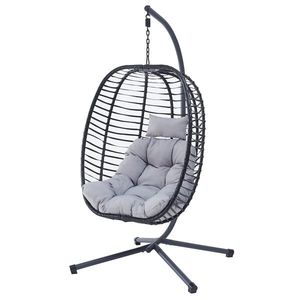 Autronic Závěsné křeslo, kov, polyratan, šedá, AZ-V1289 GREY obraz