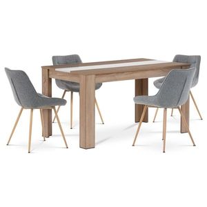 Jídelní set MDF se 4 šedými židlemi, 138 x 80 x 75 cm, dub Sonoma obraz