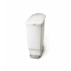 Pedálový odpadkový koš Simplehuman – 40 l, úzký, bílý plast obraz