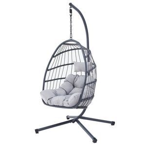 Autronic Závěsné křeslo, kov, polyratan, šedá, AZ-V1269 GREY obraz