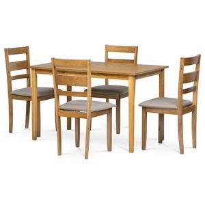 Jídelní set z masivu se 4 židlemi, 120 x 75 x 75 cm, hnědá obraz