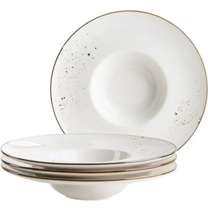 Mäser 4dílná sada gurmánských talířů Pintar White hnědé tečky 26 cm obraz