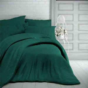 Kvalitex Saténové povlečení Stripe tmavě zelená, 240 x 220 cm, 2 ks 70 x 90 cm obraz