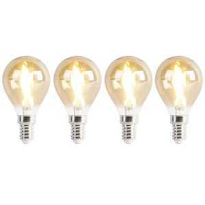 Sada 4 LED žárovek E14 P45 zlatá 2W 180lm 2100K obraz