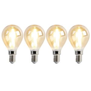 Sada 4 stmívatelných LED žárovek E14 P45 zlatá 3, 5W 330lm 2100K obraz