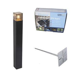 Stojací venkovní lampa černá 70 cm IP44 s kouřovým sklem - Dánsko obraz