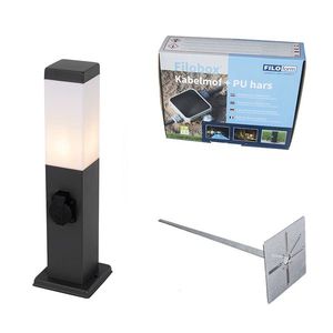 Venkovní lampa tmavě šedá 45 cm se zásuvkou IP44 - Malios obraz