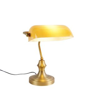 Chytrá bankéřská lampa bronzová s jantarovým sklem vč. WiFi A60 - Banker obraz