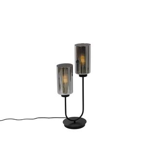 Chytrá stolní lampa černá s kouřovým sklem 2-světla vč. 2 Wifi ST64 - Laura obraz