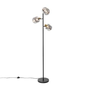 Chytrá stojací lampa černá se zlatou a kouřovým sklem 3-světla vč. 3 Wifi P45 - Zuzanna obraz