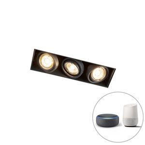 Moderní inteligentní zapuštěné bodové světlo černé bez rámu vč. 3 GU10 Wifi - Oneon 3 obraz