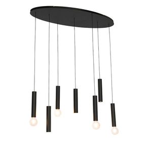 Designové závěsné svítidlo černé oválné 7-světlo - Tuba obraz