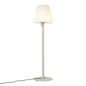 Moderní venkovní stojací lampa béžová s bílým stínidlem IP44 - Big Virginia obraz