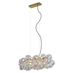 Designové závěsné svítidlo zlaté s duhovým sklem 8-světelné - Uvas obraz