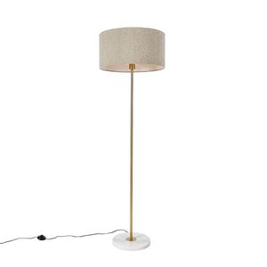Moderní stojací lampa mosazná sbouclé stínítkem taupe 50 cm - Kaso obraz