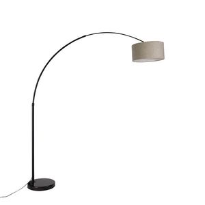 Moderní oblouková stojací lampa černá stmavě béžovým bouclé stínidlem 50 cm - XXL obraz