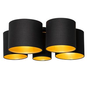 Stropní svítidlo černé se zlatým vnitřkem 5-světlo - Multidrum obraz