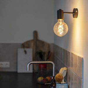 Černá industriální nástěnná lampa - Facil obraz