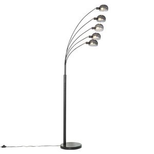 Designová stojací lampa černá s kouřovým sklem 5-světlo - Sixties Marmo obraz