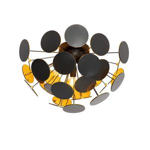 Designové stropní svítidlo černé se zlatem 54 cm 3-světlo - Cerchio obraz
