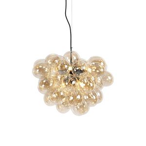 Art Deco závěsné svítidlo černé s jantarovým sklem 8-světlo - Uvas obraz