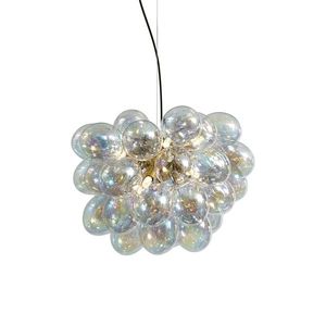 Závěsné svítidlo Art Deco zlaté s duhovým sklem 50cm 8-světelné - Uvas obraz