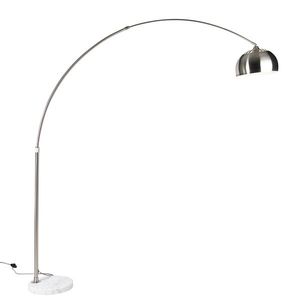 Stojací lampa s obloukem z oceli s bílým mramorovým podstavcem s ocelovým stínítkem - Arc XXL obraz