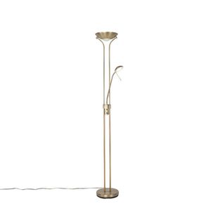 Moderní stojací lampa bronzová s lampou na čtení vč. LED s tlumením do tepla - Diva obraz