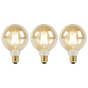 Sada 3 LED žárovek E27 Dim to Warm G95 zlatá 8W 806lm 2000-2700K obraz