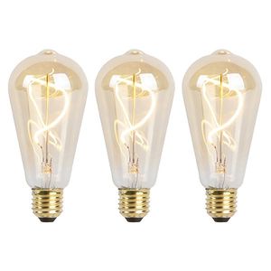 Sada 3 LED žárovek E27 stmívatelných sšroubovicí ST64 zlatá 4W 270lm 2100K obraz