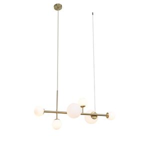 Závěsná lampa v hotelovém stylu zlatá s opálově bílým sklem 6-světel - Monaco obraz